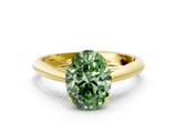Yellow gold Fancy Green Oval Cut Diamond Solitaire Engagement Ring with Cathedral Setting and Four-Prong Mount_104