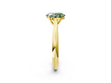 Yellow gold Fancy Green Oval Cut Diamond Solitaire Engagement Ring with Cathedral Setting and Four-Prong Mount_106