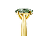 Yellow gold Fancy Green Oval Cut Diamond Solitaire Engagement Ring with Cathedral Setting and Four-Prong Mount_109