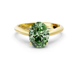 Yellow gold Fancy Green Oval Cut Diamond Solitaire Engagement Ring with Cathedral Setting and Four-Prong Mount_12