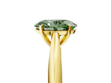 Yellow gold Fancy Green Oval Cut Diamond Solitaire Engagement Ring with Cathedral Setting and Four-Prong Mount_47