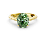 Yellow gold Fancy Green Oval Cut Diamond Solitaire Engagement Ring with Cathedral Setting and Four-Prong Mount_90