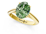 Yellow gold Fancy Green Oval Cut Diamond Solitaire Engagement Ring with Cathedral Setting and Four-Prong Mount_91
