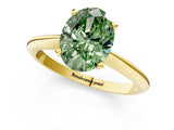 Yellow gold Fancy Green Oval Cut Diamond Solitaire Engagement Ring with Classic Band and Four-Prong Setting_37