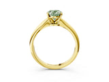Yellow gold Fancy Green Oval Cut Diamond Solitaire Engagement Ring with Classic Band and Four-Prong Setting_39