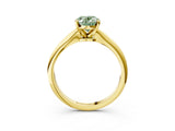 Yellow gold Fancy Green Oval Cut Diamond Solitaire Engagement Ring with Classic Band and Four-Prong Setting_90