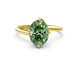 Yellow gold Fancy Green Oval Cut Diamond Solitaire Engagement Ring with Four-Prong Setting and Classic Band_21