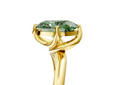 Yellow gold Fancy Green Oval Cut Diamond Solitaire Engagement Ring with Four-Prong Setting and Classic Band_26