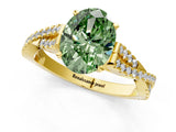 Yellow gold Fancy Green Oval Cut Diamond Solitaire Engagement Ring with Twisted Pavé Band and Four-Prong Setting_46