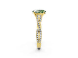 Yellow gold Fancy Green Oval Cut Diamond Solitaire Engagement Ring with Twisted Pavé Band and Four-Prong Setting_47