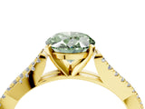 Yellow gold Fancy Green Oval Cut Diamond Solitaire Engagement Ring with Twisted Pavé Band and Four-Prong Setting_49
