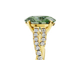 Yellow gold Fancy Green Oval Cut Diamond Solitaire Engagement Ring with Twisted Pavé Band and Four-Prong Setting_50
