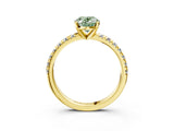 Yellow gold Fancy Green Oval Cut Diamond Solitaire Pavé Engagement Ring with Round Band and Prong Setting_65