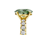 Yellow gold Fancy Green Oval Cut Diamond Solitaire Pavé Engagement Ring with Round Band and Prong Setting_67