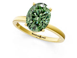 Yellow gold Fancy Green Oval Cut Diamond Solitaire Ring with Classic Band and Four-Prong Setting_13