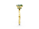 Yellow gold Fancy Green Oval Cut Diamond Solitaire Ring with Classic Band and Four-Prong Setting_14