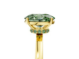 Yellow gold Fancy Green Oval Cut Diamond Solitaire Ring with Classic Band and Four-Prong Setting_17
