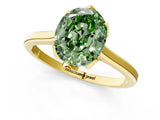 Yellow gold Fancy Green Oval Cut Diamond Solitaire Ring with Flower Prong Setting and Classic Band_37