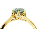 Yellow gold Fancy Green Oval Cut Diamond Solitaire Ring with Flower Prong Setting and Classic Band_40
