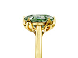 Yellow gold Fancy Green Oval Cut Diamond Solitaire Ring with Flower Prong Setting and Classic Band_41