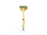 Yellow gold Fancy Green Oval Cut Diamond Solitaire Ring with Flower Prong Setting and Classic Band_59