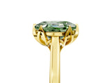 Yellow gold Fancy Green Oval Cut Diamond Solitaire Ring with Flower Prong Setting and Classic Band_62