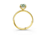 Yellow gold Fancy Green Oval Cut Diamond Solitaire Ring with Four-Prong Setting and Pavé Band_6