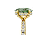 Yellow gold Fancy Green Oval Cut Diamond Solitaire Ring with Four-Prong Setting and Pavé Band_8