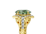 Yellow gold Fancy Green Oval Cut Diamond Solitaire Ring with Hidden Halo and Pavé Band_32