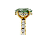 Yellow gold Fancy Green Oval Cut Diamond Solitaire Ring with Pavé Band and Four-Prong Setting_63