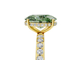 Yellow gold Fancy Green Oval Cut Diamond Solitaire Ring with Pavé Band and Hidden Halo_20