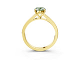 Yellow gold Fancy Green Oval Cut Diamond Solitaire Ring with Pavé Band and Prong Setting_15