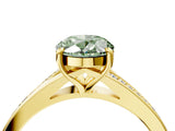 Yellow gold Fancy Green Oval Cut Diamond Solitaire Ring with Pavé Band and Prong Setting_16