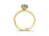 Yellow gold Fancy Green Oval Cut Diamond Solitaire Ring with Round  Pavé Band and Four-Prong Setting_39