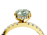 Yellow gold Fancy Green Oval Cut Diamond Solitaire Ring with Round  Pavé Band and Four-Prong Setting_40