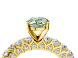 Yellow gold Fancy Green Oval Cut Diamond Solitaire Ring with Shared Prong Pavé Band and Four-Prong Setting_62