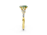 Yellow gold Fancy Green Oval Cut Diamond Solitaire Ring with Side Stones and Four-Prong Setting_51