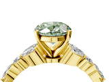 Yellow gold Fancy Green Oval Cut Diamond Solitaire Ring with Side Stones and Four-Prong Setting_53