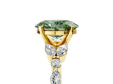 Yellow gold Fancy Green Oval Cut Diamond Solitaire Ring with Side Stones and Four-Prong Setting_54