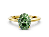 Yellow gold Fancy Green Oval Cut Diamond Solitaire Ring with Six-Prong Setting and Classic Band_263
