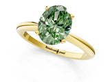 Yellow gold Fancy Green Oval Cut Diamond Solitaire Ring with Six-Prong Setting and Classic Band_264