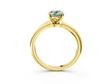 Yellow gold Fancy Green Oval Cut Diamond Solitaire Ring with Six-Prong Setting and Classic Band_266