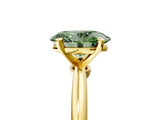 Yellow gold Fancy Green Oval Cut Diamond Solitaire Ring with Six-Prong Setting and Classic Band_268