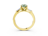 Yellow gold Fancy Green Oval  Cut Diamond Solitaire Ring with Tapered Baguette Accents and Four-Prong Setting_80
