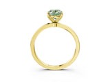 Yellow gold Fancy Green Oval Cut Diamond Solitaire Ring with Thin Band and Prong Setting_15