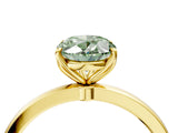Yellow gold Fancy Green Oval Cut Diamond Solitaire Ring with Thin Band and Prong Setting_16