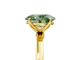 Yellow gold Fancy Green Oval Cut Diamond Solitaire Ring with Thin Band and Prong Setting_17