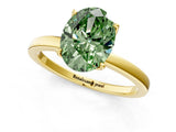 Yellow gold Fancy Green Oval Cut Diamond Solitaire Ring with Thin Band and Prong Setting_25