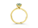 Yellow gold Fancy Green Oval Cut Diamond Solitaire Ring with Thin Band and Prong Setting_27