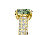 Yellow gold Fancy Green Oval Cut Diamond Solitaire Ring with Three-Row Pavé Band and Four-Prong Setting_42